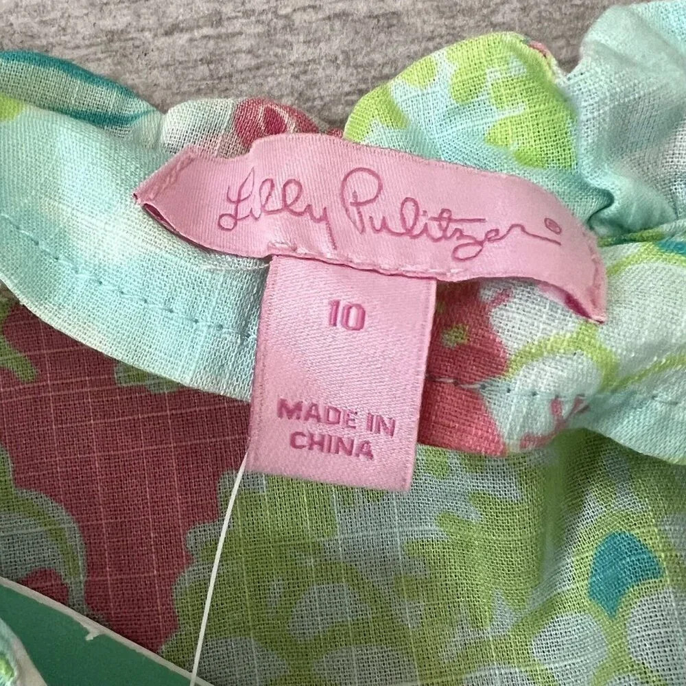 Lilly Pulitzer Girl’s Brynn Tunic Top Size 10 Surf Blue Checking In Lizard Print - Picture 6 of 11